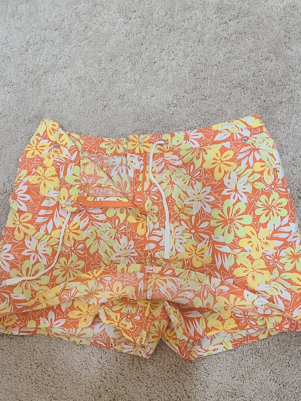 dressbarn Floral Drawstring Shorts/skirt in Orange, Yellow and White